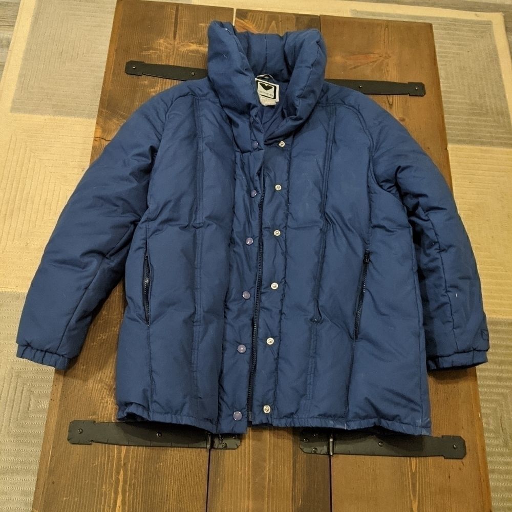 Obermeyer vintage down coat jacket navy blue